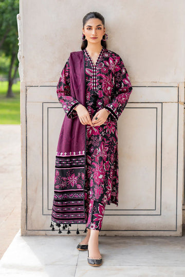 3 - Piece Lawn Embroidered Dress With Lawn Dupatta