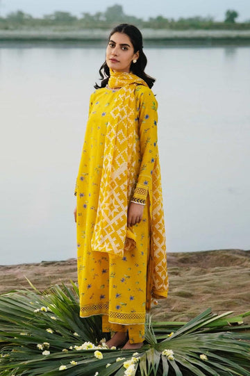 3 - Piece Lawn Embroidered Dress With Lawn Dupatta