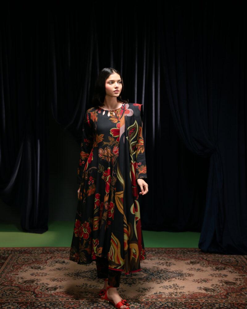 3 - Piece Lawn Embroidered Dress With Lawn Dupatta