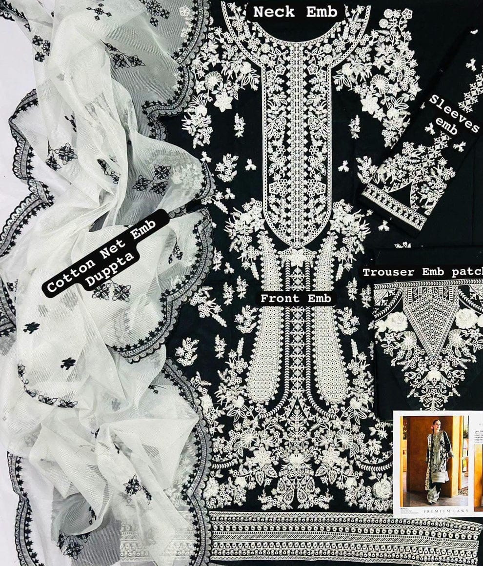 3pc Embroidred Lawn