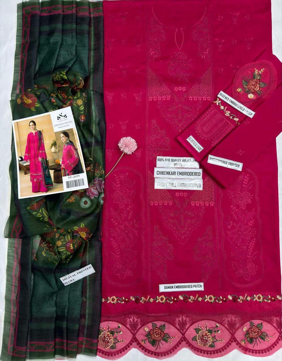 3pc Embroidred Lawn