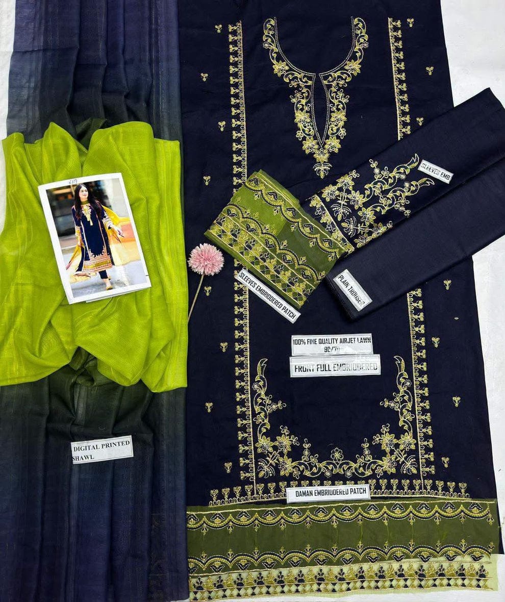 3pc Embroidred Lawn