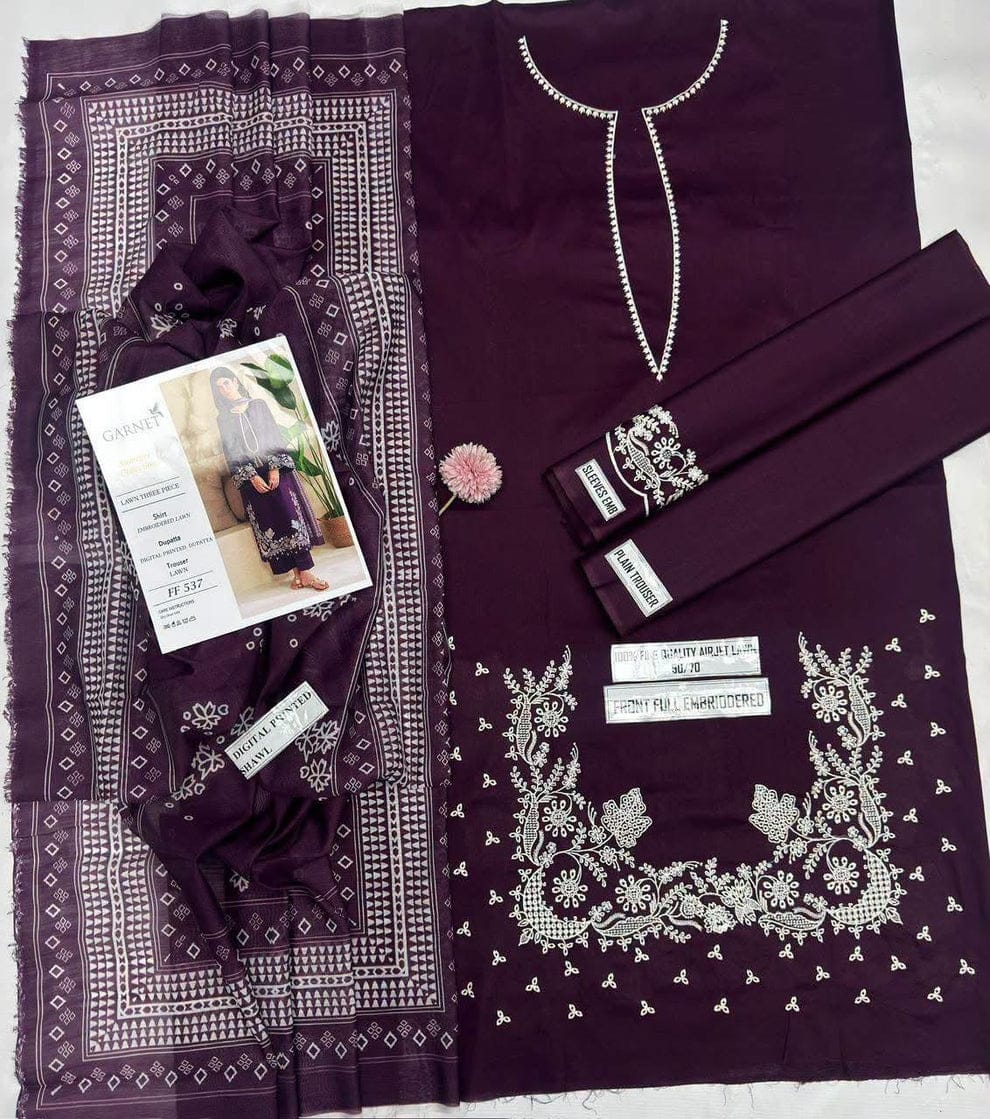 3pc Embroidred Lawn