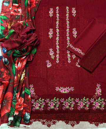 3pc Embroidred Lawn