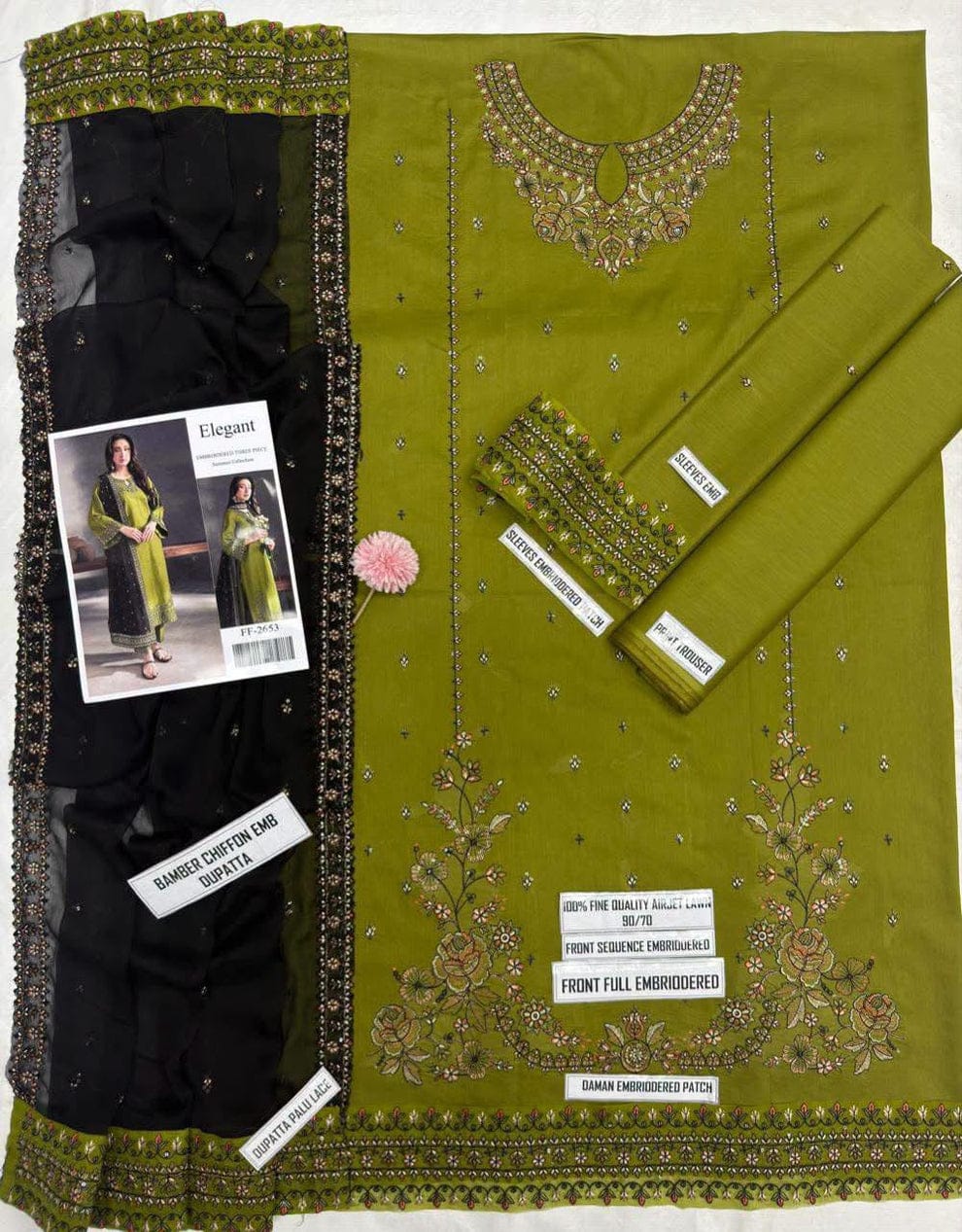 3pc Embroidred Lawn