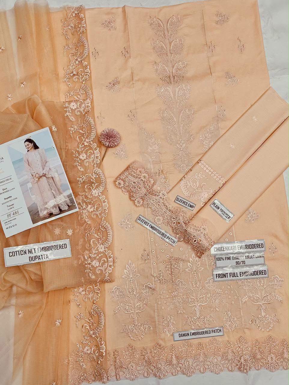 3pc Embroidred Lawn