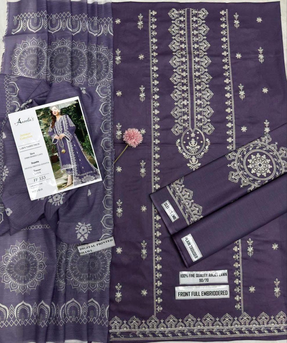 3pc Embroidred Lawn