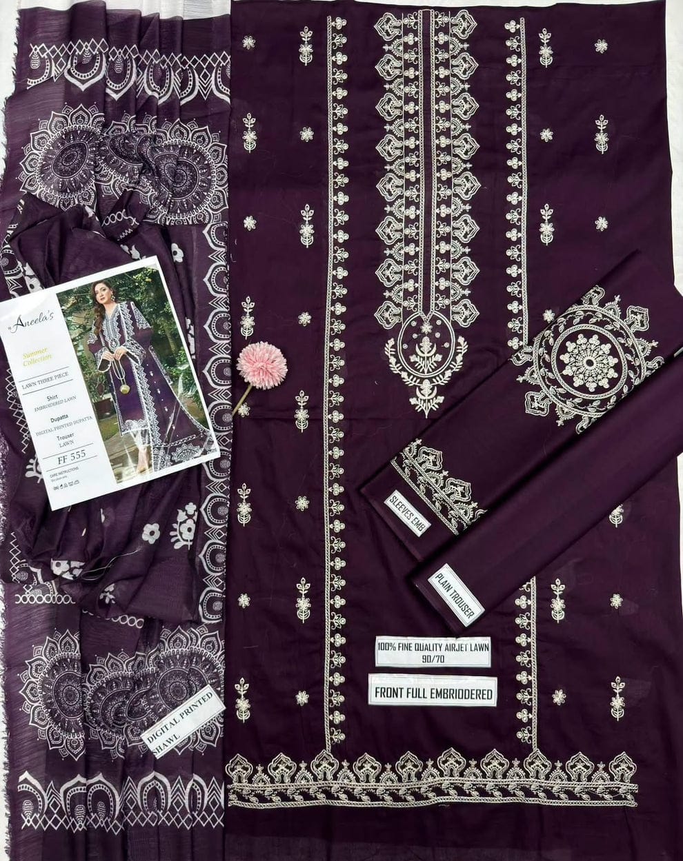 3pc Embroidred Lawn