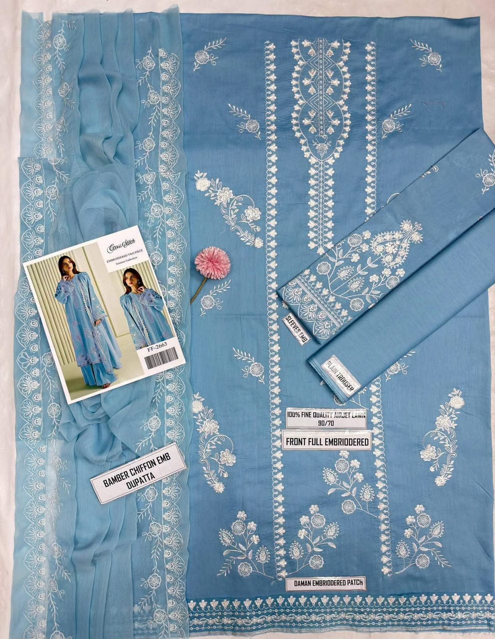 3pc Embroidred Lawn