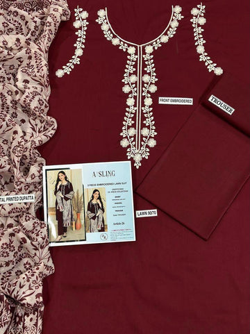 3pc Embroidred Lawn