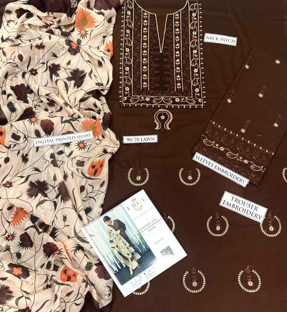 3pc Embroidred Lawn
