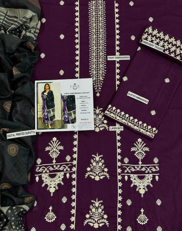 3pc Embroidred Lawn