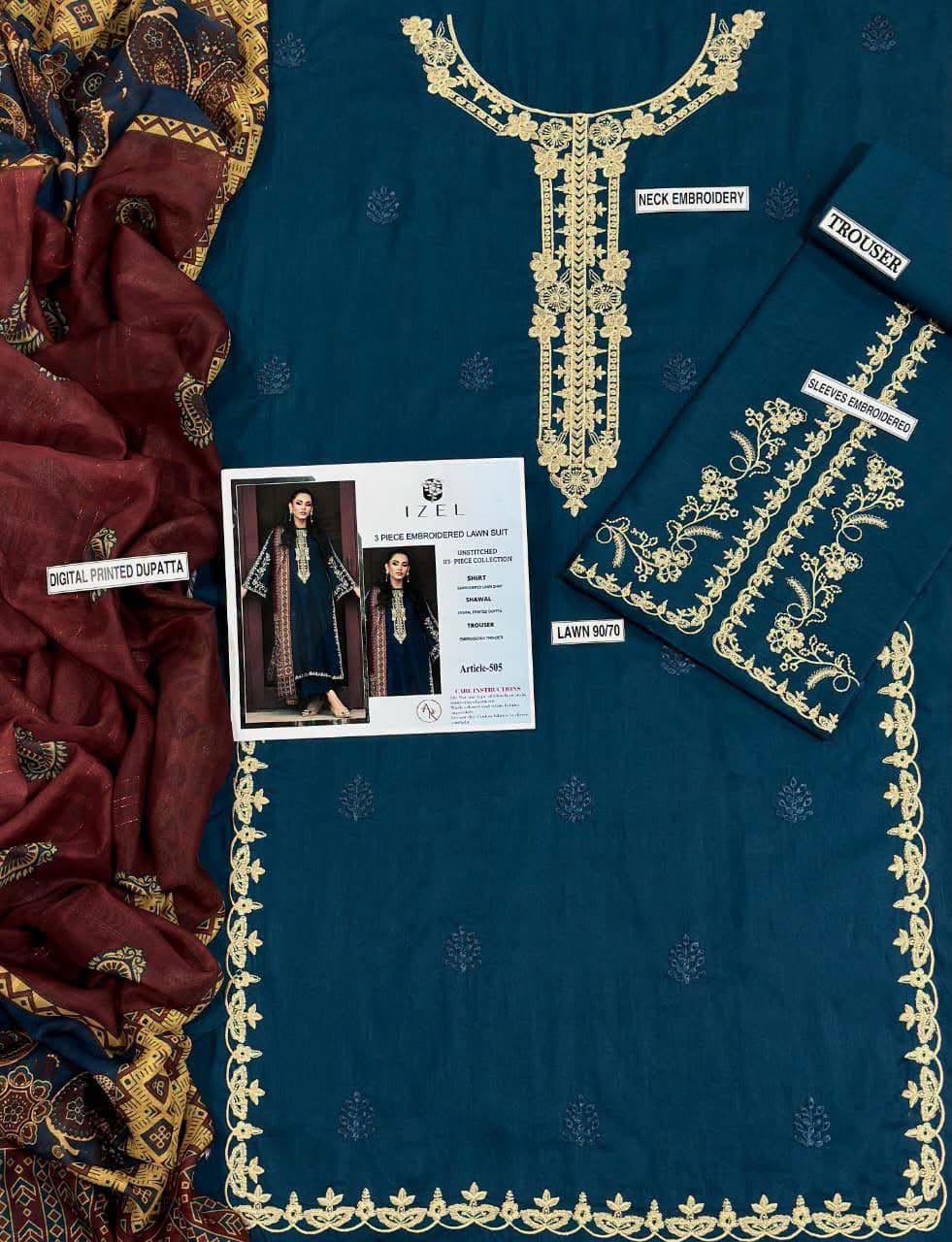 3pc Embroidred Lawn