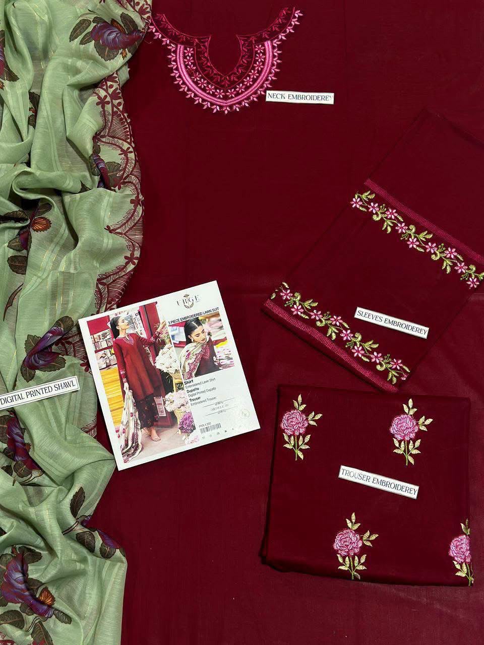 3pc Embroidred Lawn