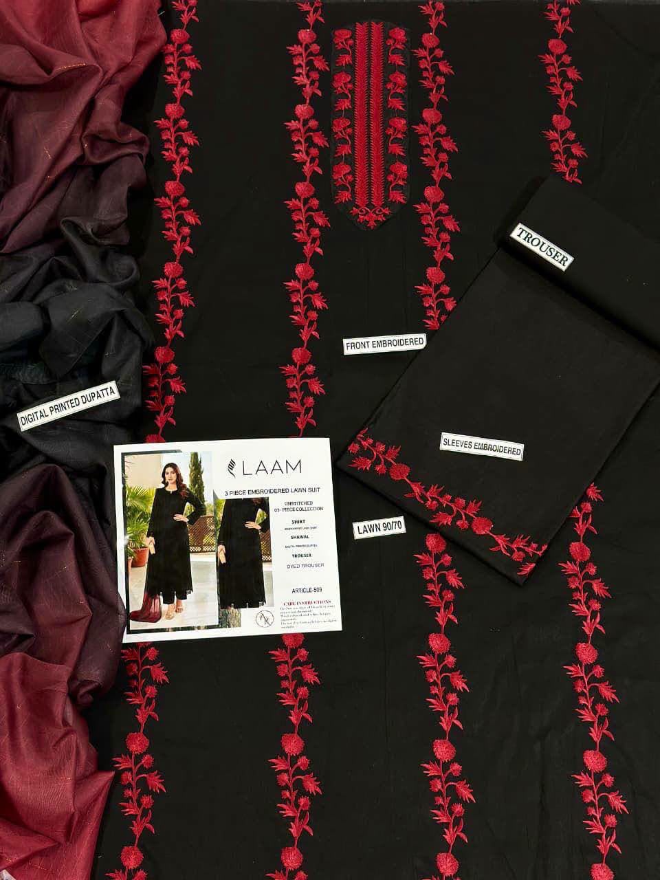 3pc Embroidred Lawn