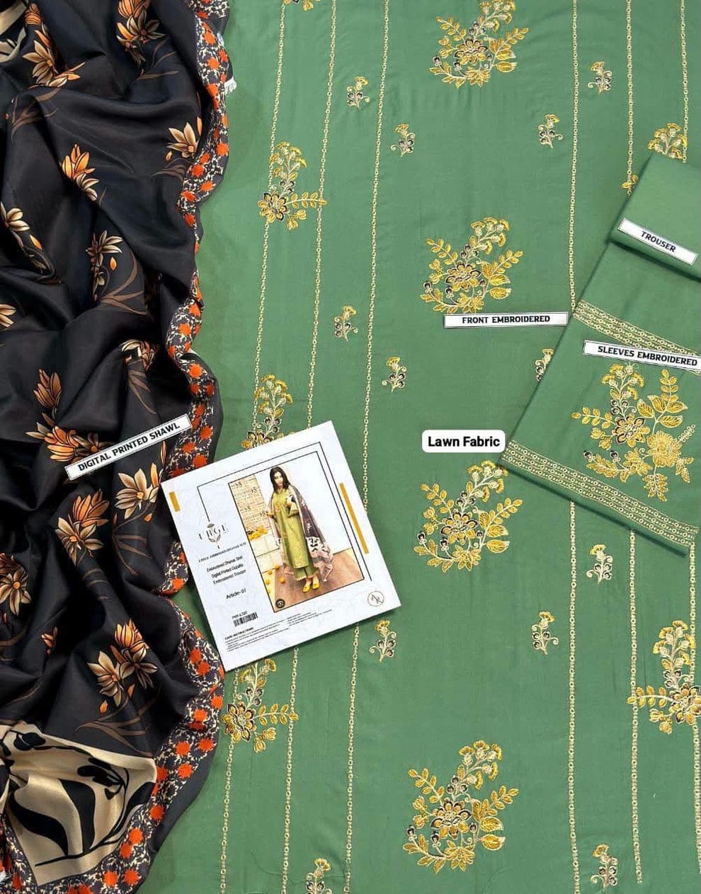 3pc Embroidred Lawn