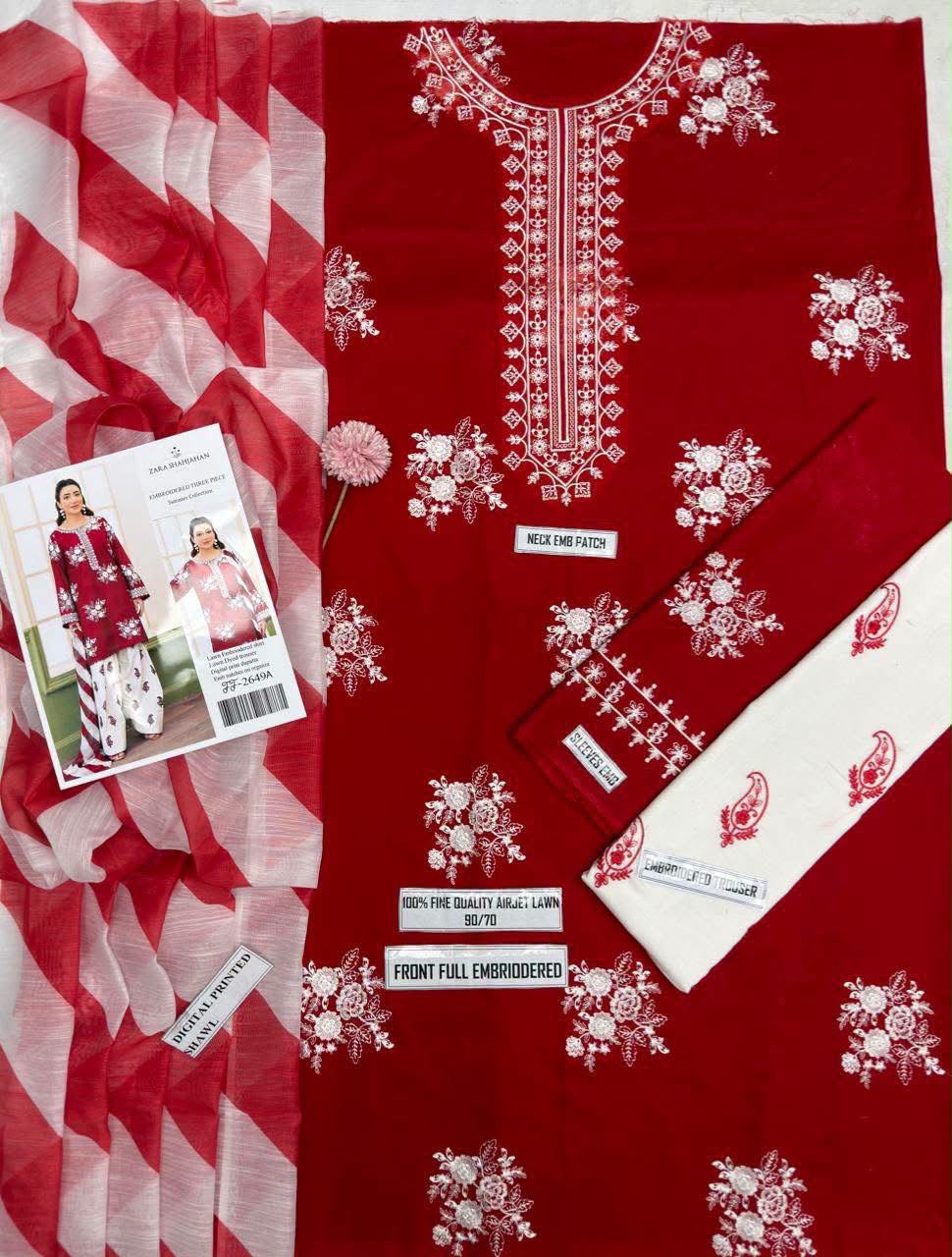 3pc Embroidred Lawn