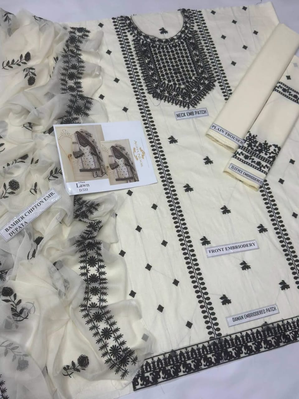 3pc Embroidred Lawn