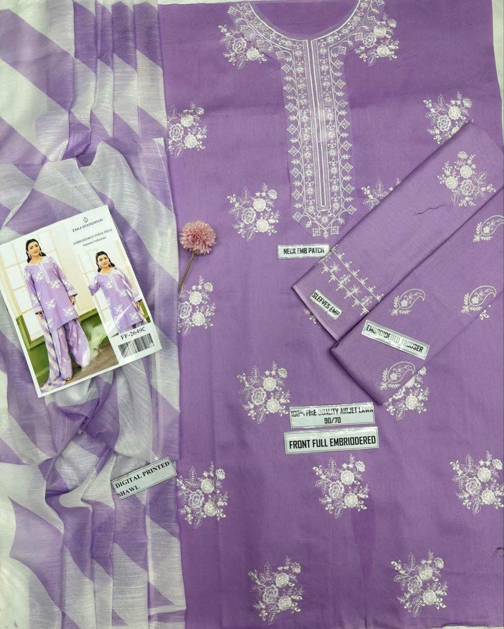 3pc Embroidred Lawn