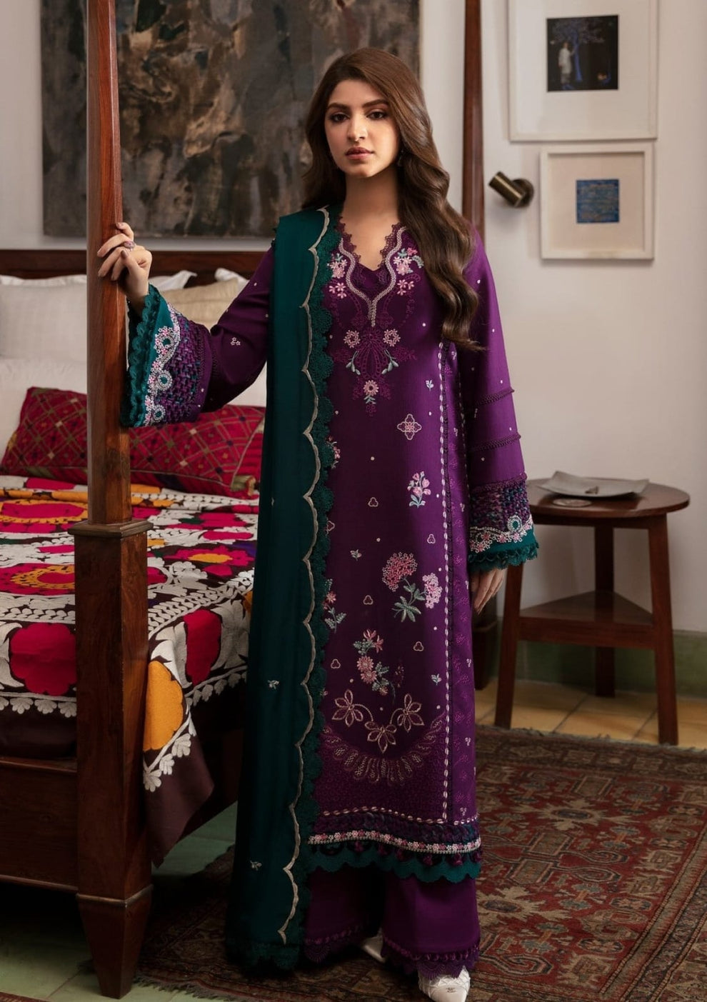Emb Dhanak 3Pc Suit