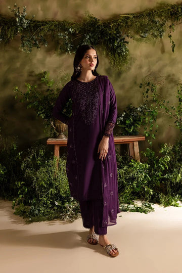 Emb Dhanak 3Pc Suit